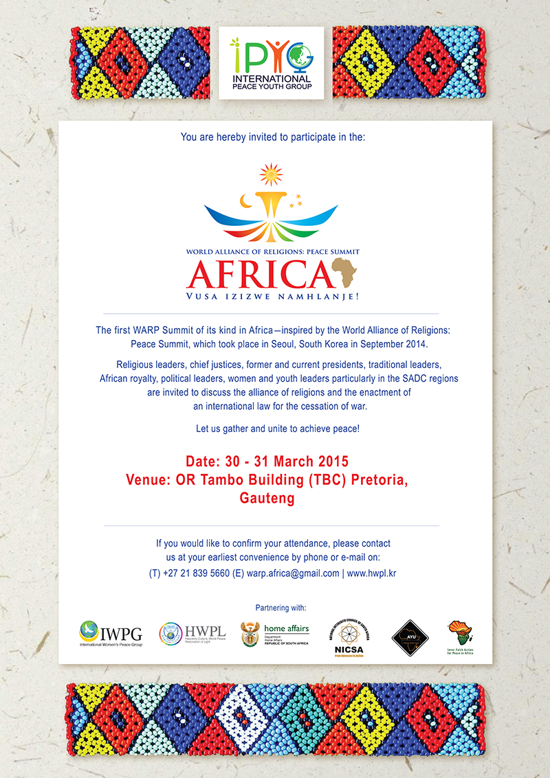 Apply to attend the WARP SUMMIT AFRICA, Pretoria