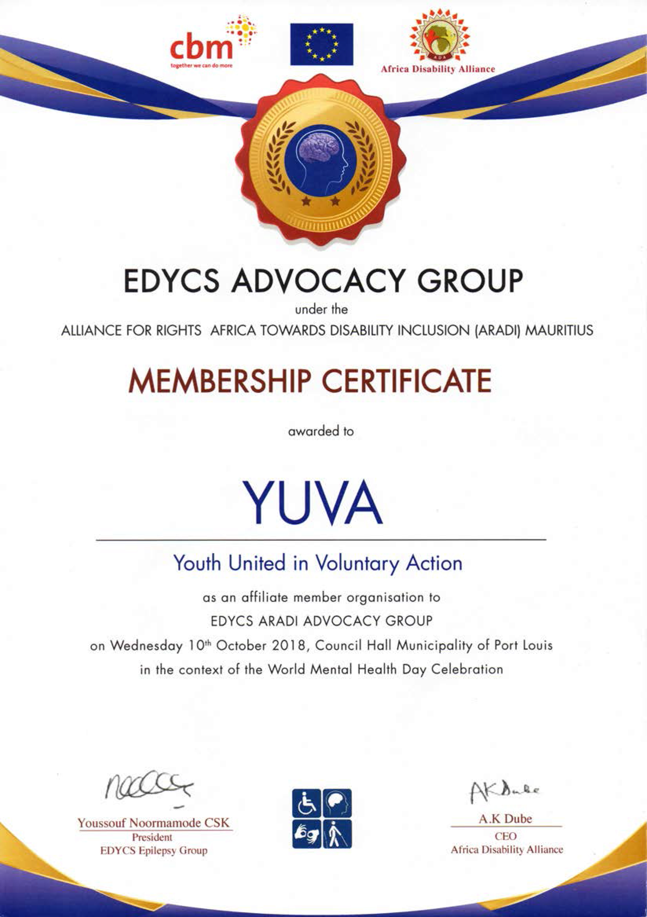YUVA becomes Affiliate Member Organisation to EDYCS Advocacy Group