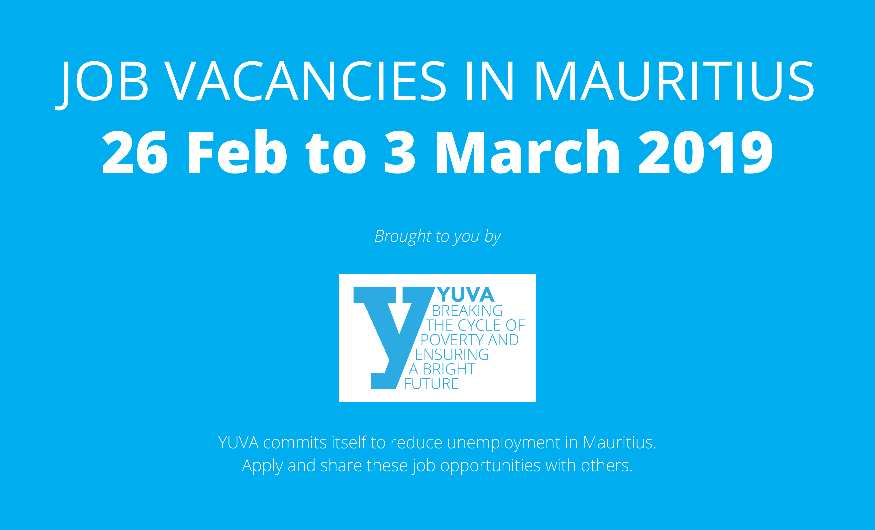 Job Vacancies in Mauritius [26 February to 3 March 2019]