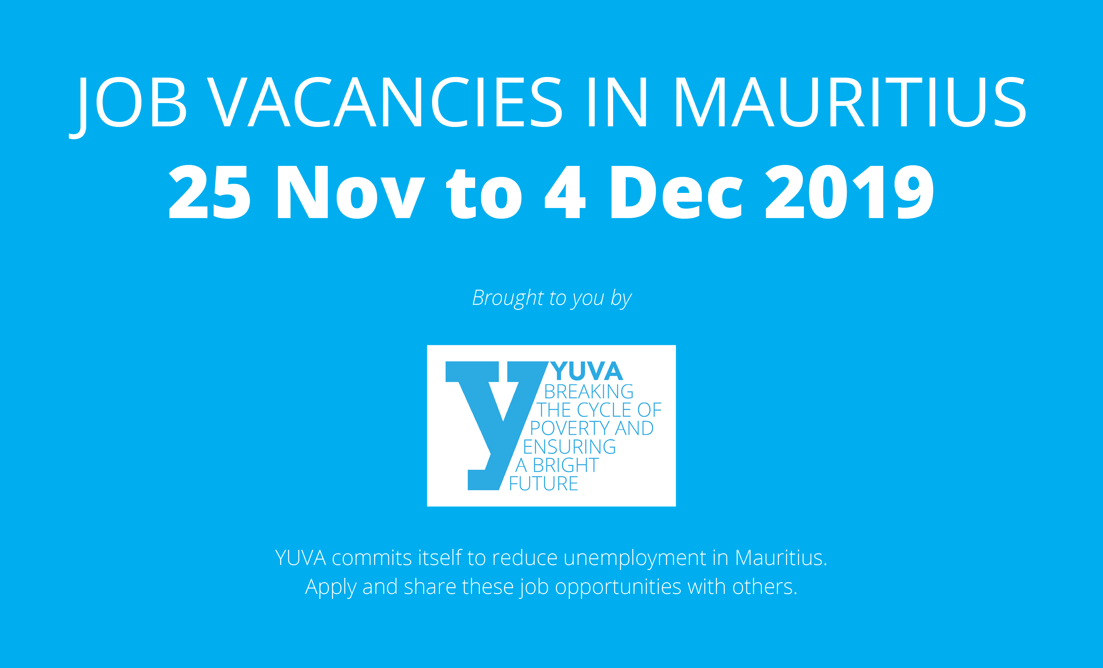 Job Vacancies appearing in Mauritian Newspapers from 25 November to 4 December 2019