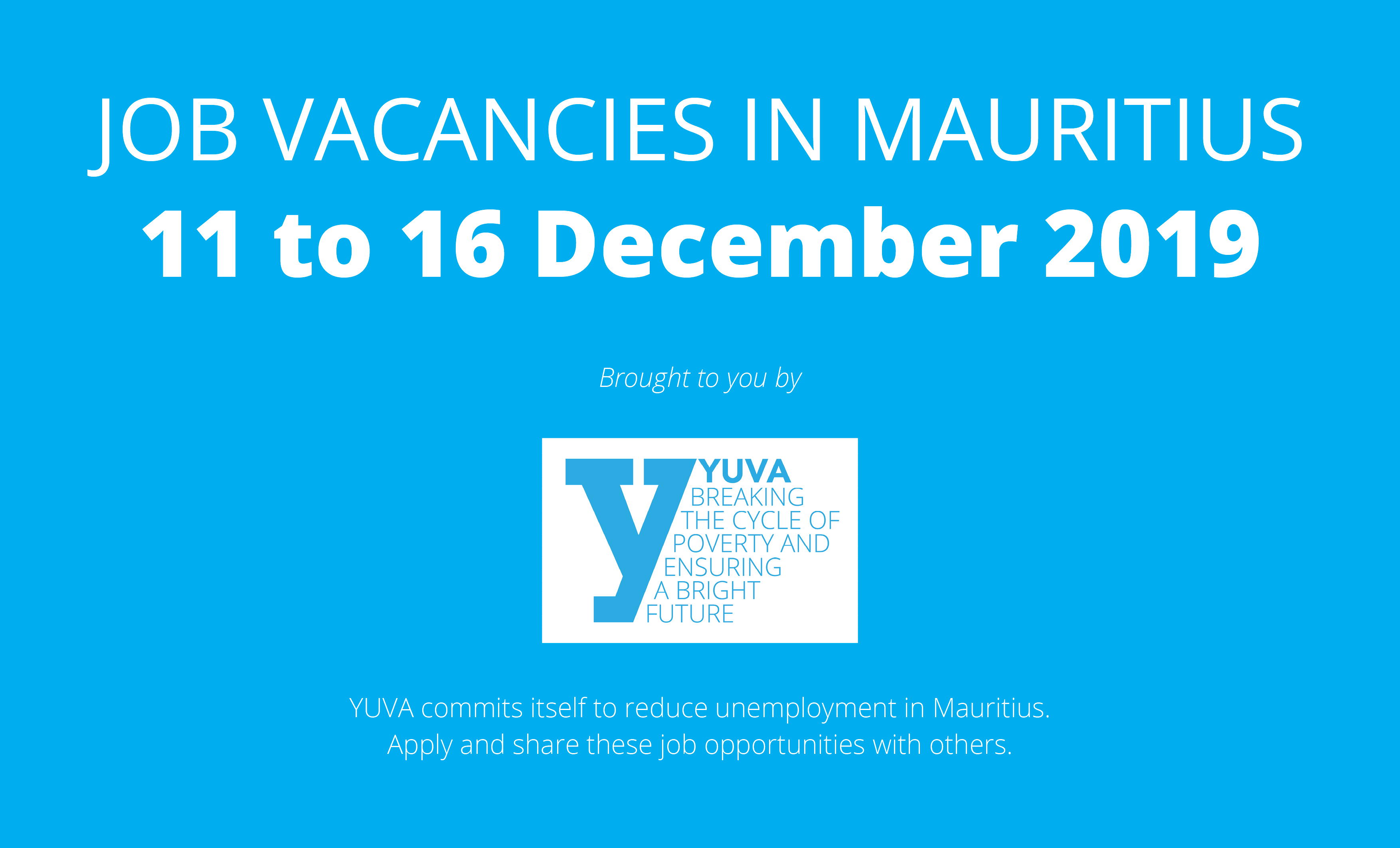 Job Vacancies appearing in Mauritian Newspapers from 11 to 16 December 2019
